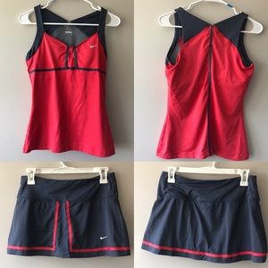 Red and Gray Nike Tennis TANK AND SKIRT SET